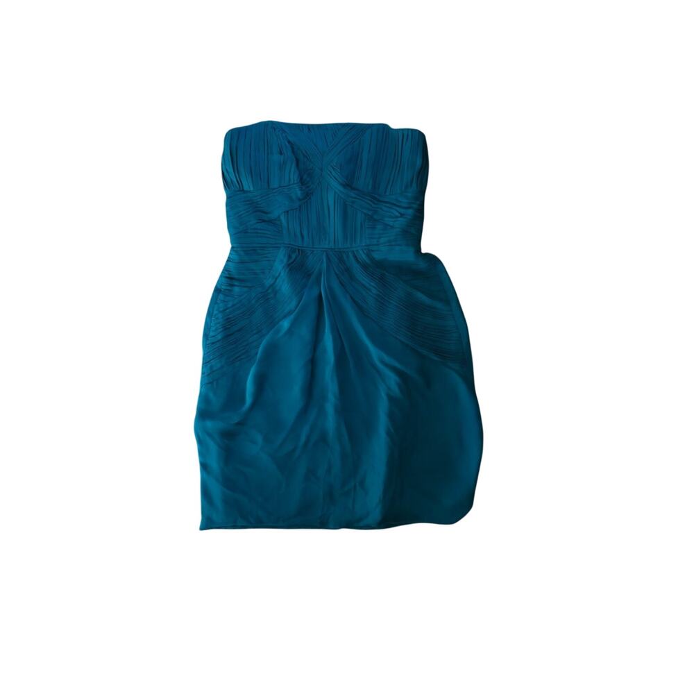 Shoshanna Teal Strapless Pleated Cocktail Mini Dress Size 6 NWT